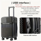 Hard Shell Cabin Luggage with Cup Holder, USB Port & TSA Lock