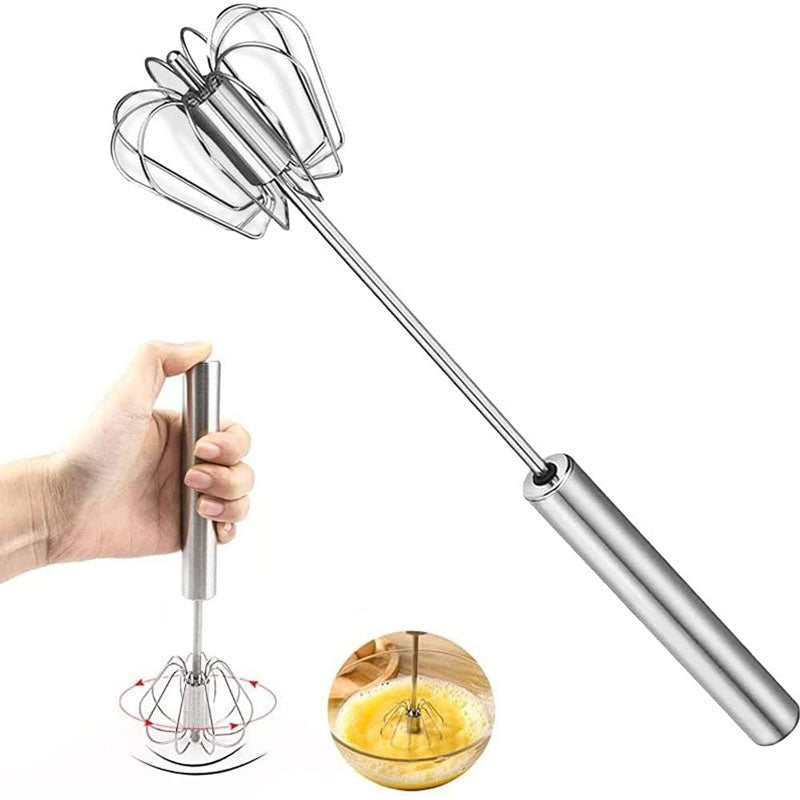 Kitchen Semi-automatic Egg Beater Stainless Steel Easy Whisk