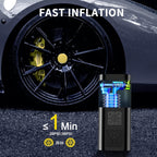 Portable Air Compressor with LCD Screen and LED Light – 150 PSI Inflator for Cars, Bicycles, and Sports Equipment