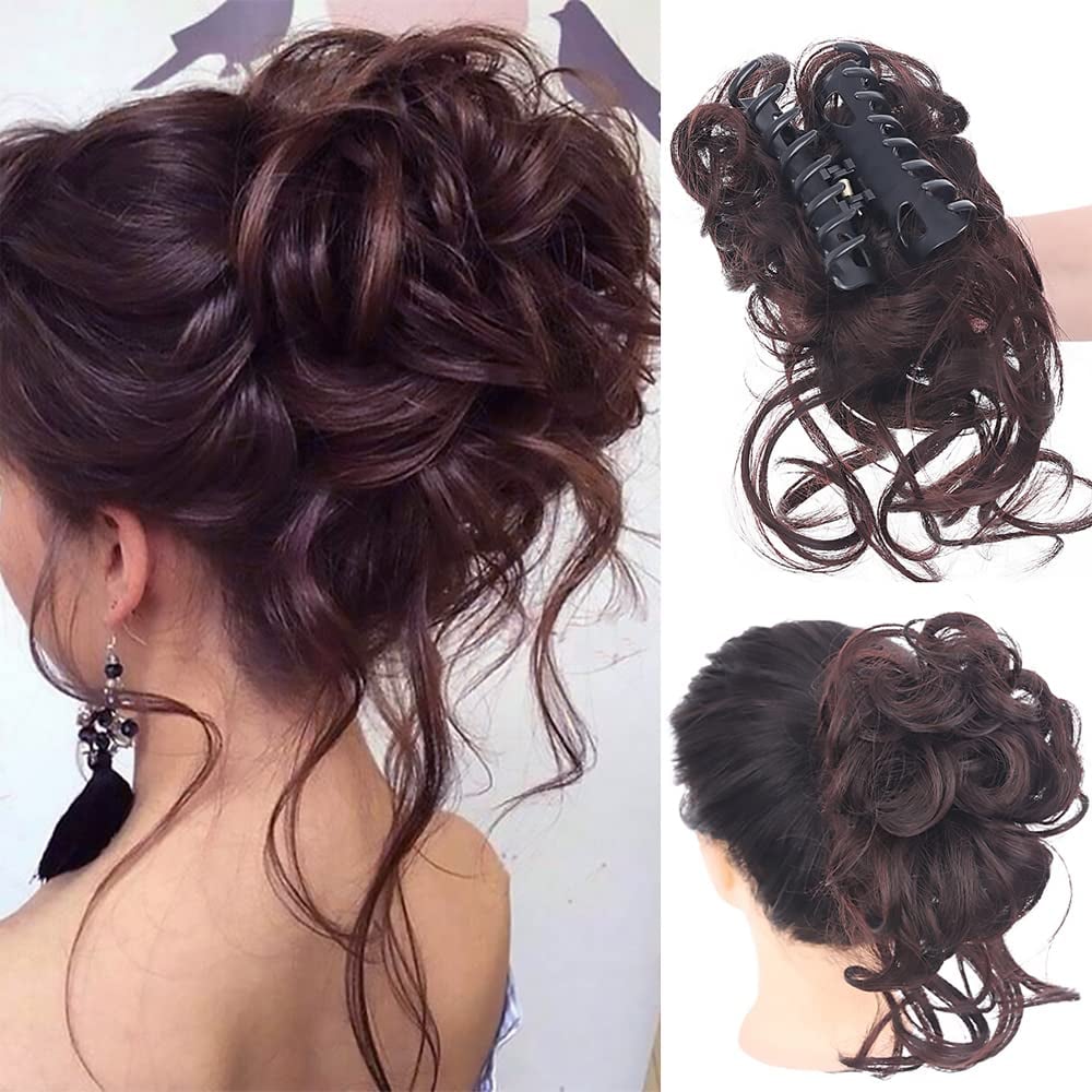 Curly Bun Hair Claw Clips Synthetic Fiber Hair Accessory