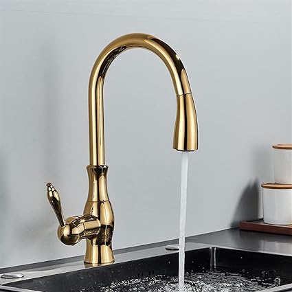 Brass Kitchen Faucet Pull Out Mixer Sink Water Tap 360 Rotation Single Handle
