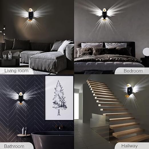 3D Eagle Wall Light | Patriotic LED Lamp | PETG Material | Warm White Illumination