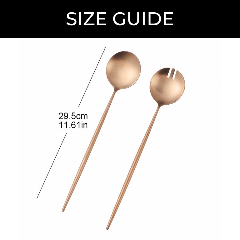 Rose Gold Salad Cutlery and Serving Utensils Set