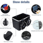 Armrest Organizer with Twin Fold-Flat Cup Holders