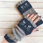 Cat Knit Fingerless Gloves