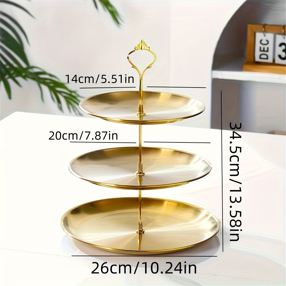 SteelTower - Elegant Triple Serving Plate for Parties
