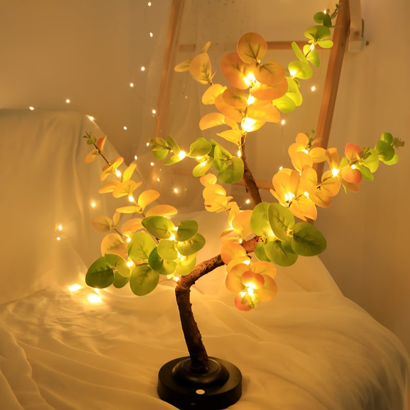 EucalyptusGlow Tree - LED Bonsai Lamp with Rechargeable Drive