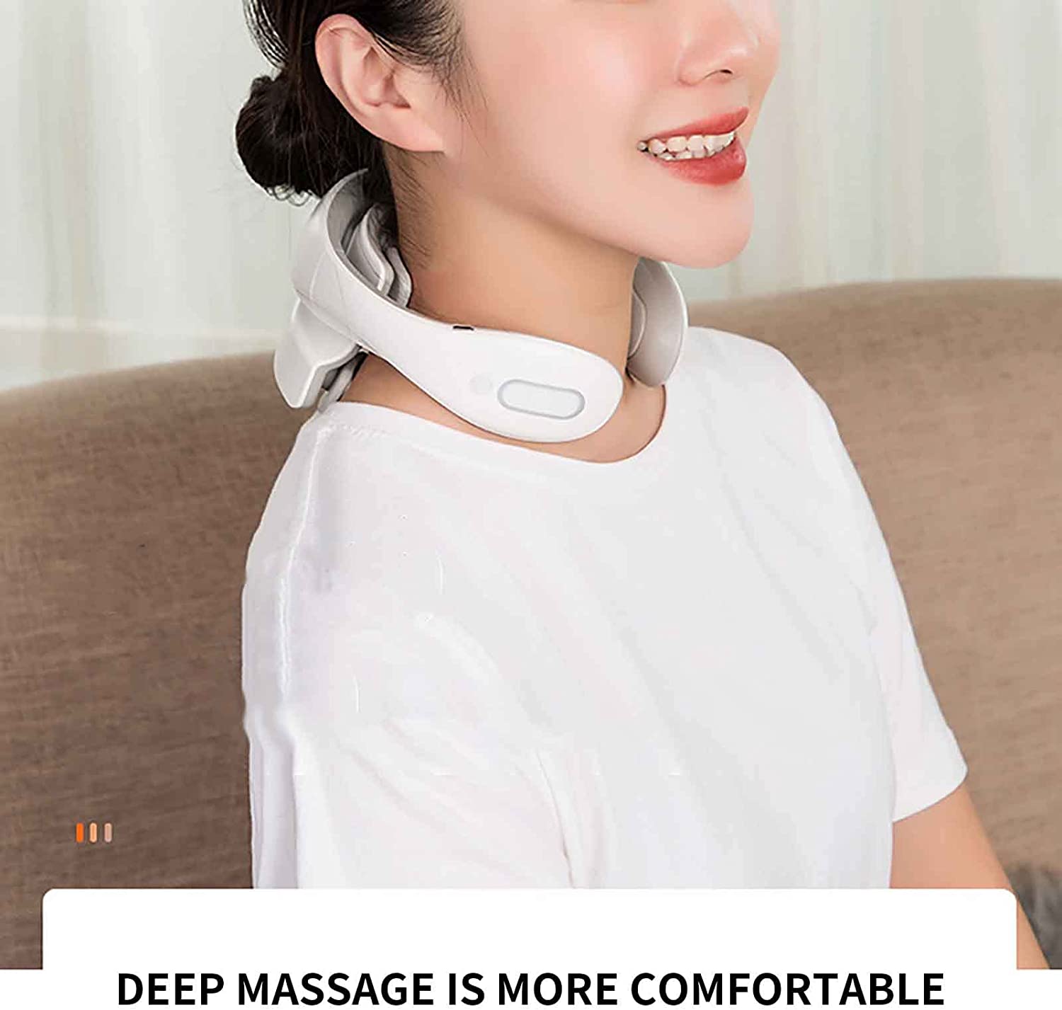 Neck massager with heat, pain therapy, smart neck massager, 4 massage heads portable deep tissue trigger point massager