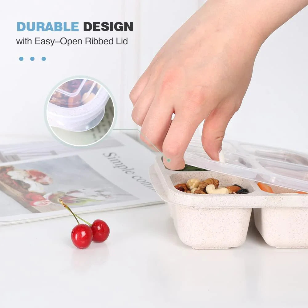 Bento-Style 4-Compartment Meal Prep Boxes in 4-Pack – Sustainable and Practical