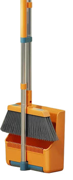 Large Broom and Dustpan Set – Long Handle with 180° Rotating Broom Head – Clavira