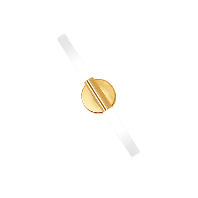 Minimalist Slim Tubular Wall Lamp White Glass LED Corner Wall Lighting Fixture in Brass