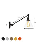 Industrial Conical Wall Lamp 1 Light Clear Glass Lighting in Black/Bronze/Brass, 8"/12" L Arm