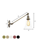 Black/Bronze/Brass 1 Light Wall Lighting Unit Vintage Clear Glass Bell Wall Lamp with Arm, 8"/12" Long