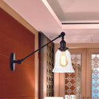 Black/Bronze/Brass 1 Light Wall Lighting Unit Vintage Clear Glass Bell Wall Lamp with Arm, 8"/12" Long