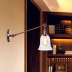 Black/Bronze/Brass 1 Light Wall Lighting Unit Vintage Clear Glass Bell Wall Lamp with Arm, 8"/12" Long