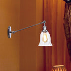 Black/Bronze/Brass 1 Light Wall Lighting Unit Vintage Clear Glass Bell Wall Lamp with Arm, 8"/12" Long