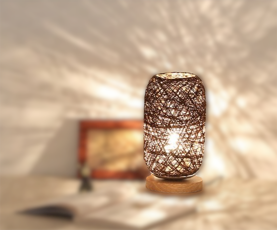Table lamp made of rattan wood