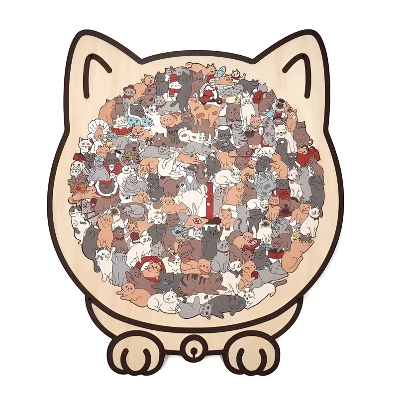 135-Piece Wooden Cat Puzzle