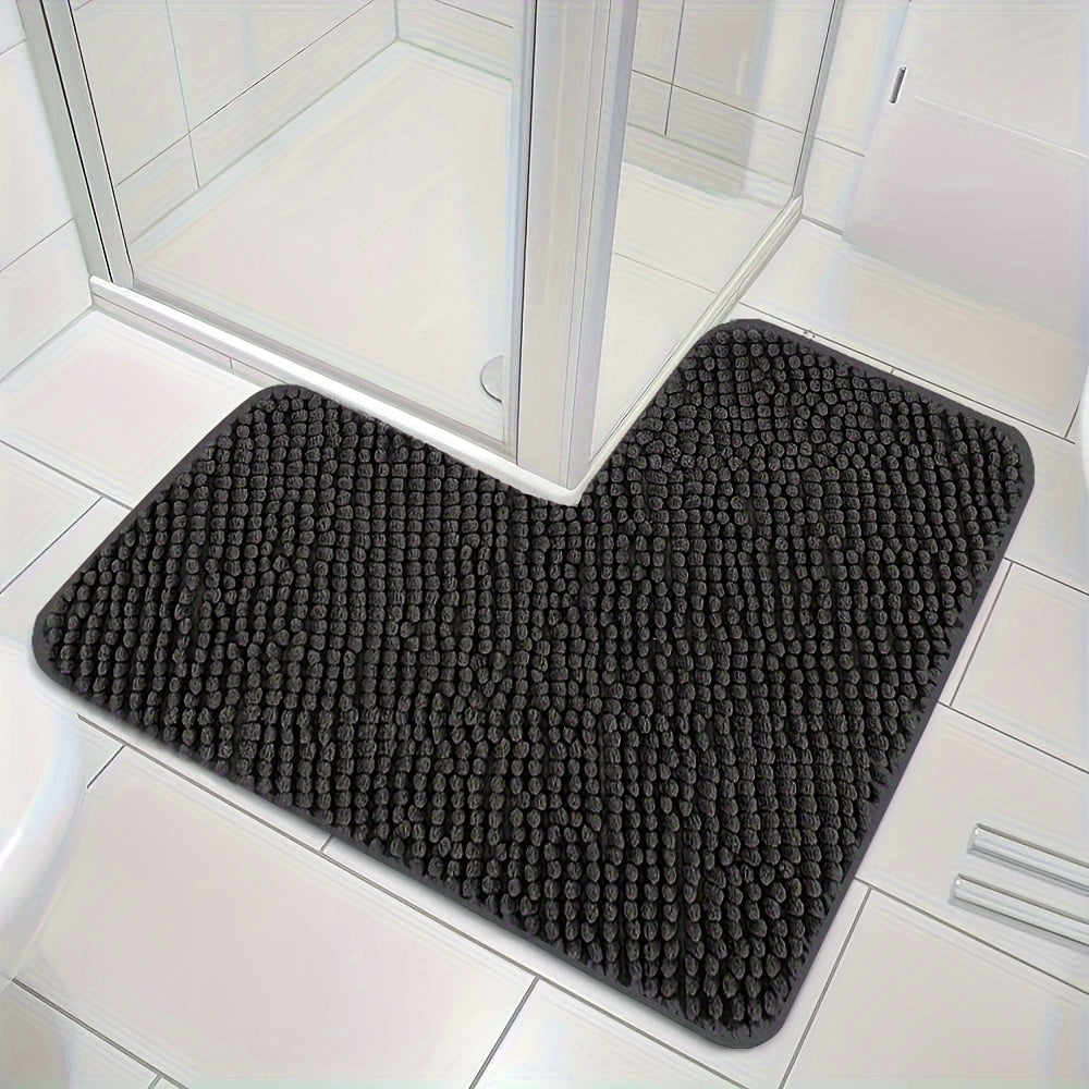 HoekZacht L-shaped Shower Mat – Plush Non-Slip Bath Mat with High Absorbency
