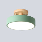 Scandinavian LED Ceiling Light with Wood | Modern Drum Shape for Hallways and Entrances | Energy-Efficient Lighting