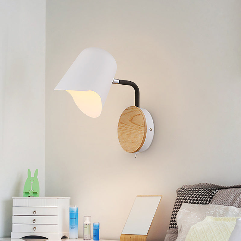 Wall Mount Lamp made of Metal Nordic 1-Light White/Black Wall Light with Right Arm Angle