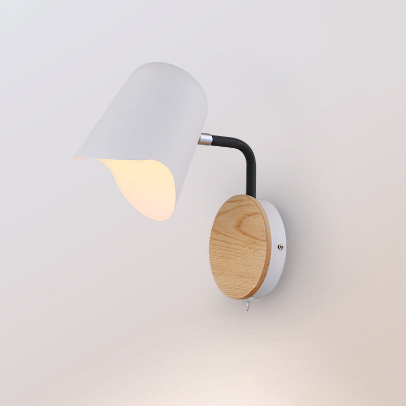 Wall Mount Lamp made of Metal Nordic 1-Light White/Black Wall Light with Right Arm Angle