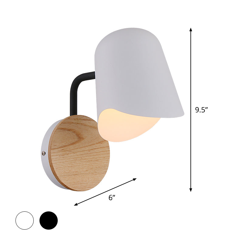 Wall Mount Lamp made of Metal Nordic 1-Light White/Black Wall Light with Right Arm Angle