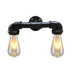 Metal Bare Bulb Wall Lamp Light Fixture Farmhouse 2-Head Coffee House Wall Mount Lamp in Black/Rust