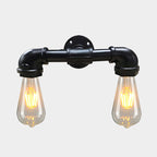 Metal Bare Bulb Wall Lamp Light Fixture Farmhouse 2-Head Coffee House Wall Mount Lamp in Black/Rust