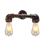 Metal Bare Bulb Wall Lamp Light Fixture Farmhouse 2-Head Coffee House Wall Mount Lamp in Black/Rust