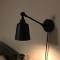 Iron Bell Wall Mount Sconce Industrial 1 Head Nightstand Plug-In Wall Light Fixture in Black with Swivel Arm