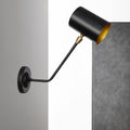 Metal cylindrical wall lamp sconce industrial 6"/10" high 1-light bedroom wall lamp fixture in black with sloping arm