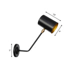 Metal cylindrical wall lamp sconce industrial 6"/10" high 1-light bedroom wall lamp fixture in black with sloping arm