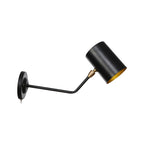 Right Angle Arm Iron Wall Light Vintage 1-Light Study Room Wall Mount Fixture in Black with Cylinder Shade, 6"/10" H