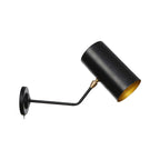 Right Angle Arm Iron Wall Light Vintage 1-Light Study Room Wall Mount Fixture in Black with Cylinder Shade, 6"/10" H