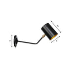 Right Angle Arm Iron Wall Light Vintage 1-Light Study Room Wall Mount Fixture in Black with Cylinder Shade, 6"/10" H