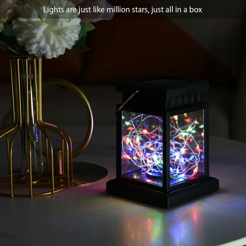Solar LED Lantern with Fairy Lights – Decorative Garden Lamp for Outdoors and Terrace