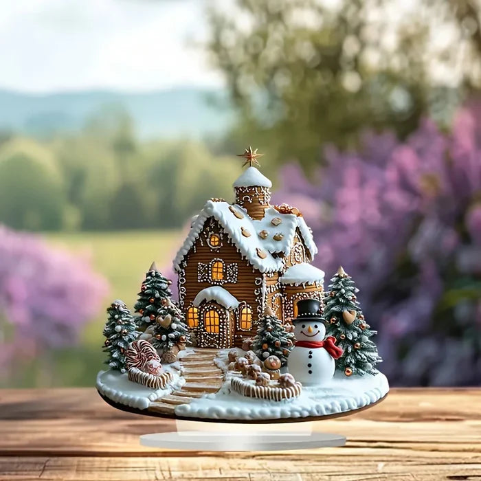 GingerGlow - Festive ginger house in acrylic with a charming snowman