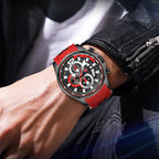 Waterproof motorsport watch for men with luminous