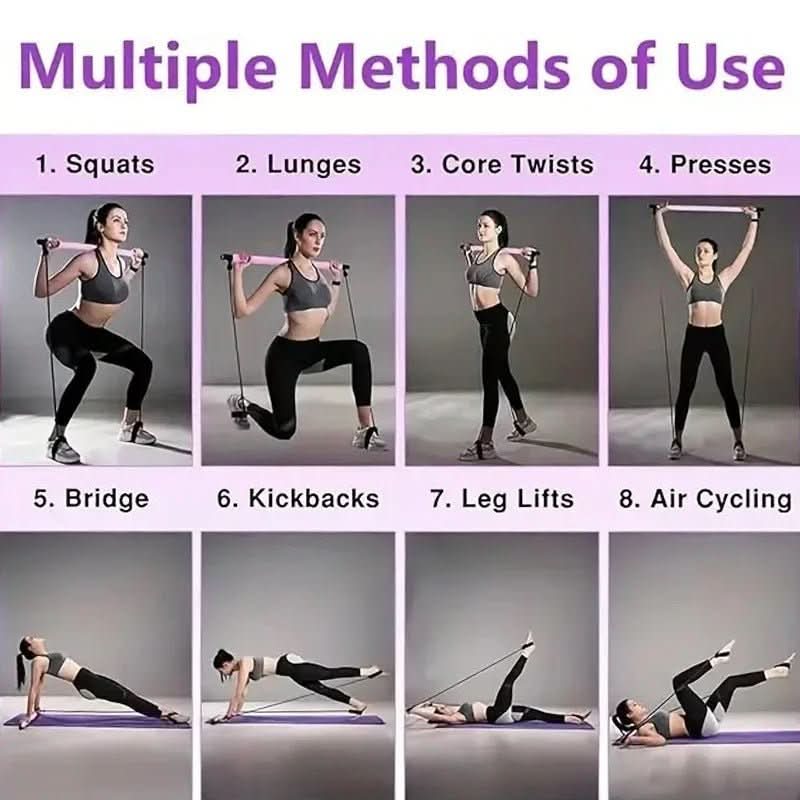 Portable Pilates training device with resistance bands