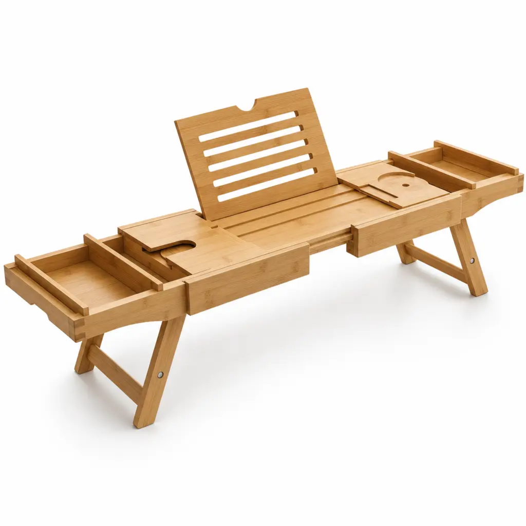 Expandable Bamboo Bathtub/ Caddy Tray with Stands