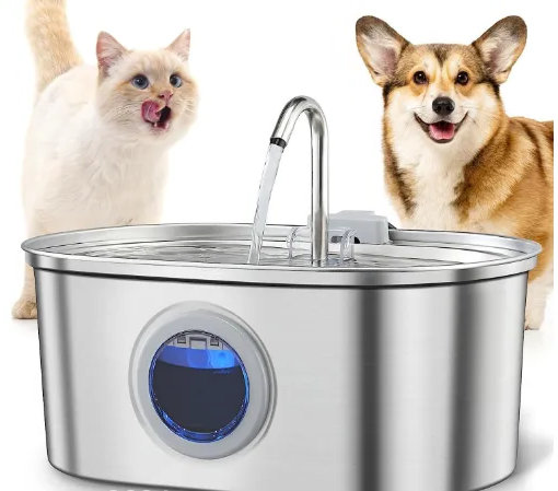 Ultra-Quiet Stainless Steel Pet Water Fountain with Triple Filtration System - 108.2oz Capacity for Cats and Dogs