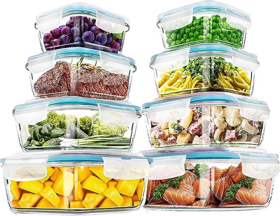 Glass Fresh Storage Containers Set – Airtight Storage Containers with Lid for Kitchen & Meal Prep
