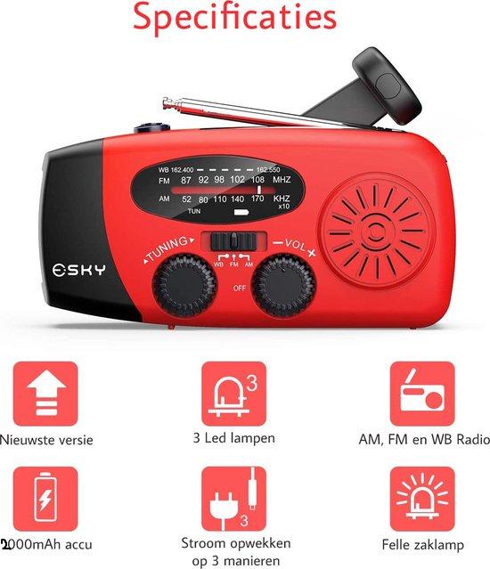 Emergency Solar Radio with Crank – Portable Dynamo Radio with Power Bank & LED Flashlight