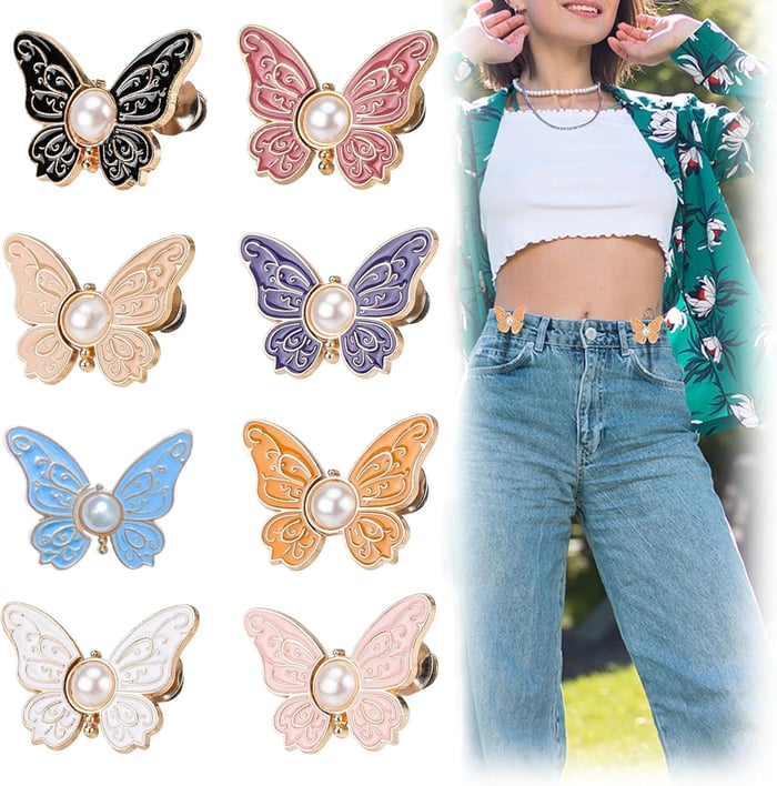 Detachable Clothing Clips | Adjustable Metal Waist Pins | No-Sew Jean & Skirt Fasteners
