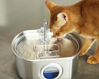 Ultra-Quiet Stainless Steel Pet Water Fountain with Triple Filtration System - 108.2oz Capacity for Cats and Dogs
