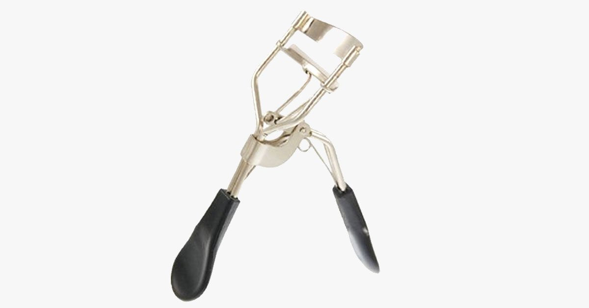 Metal eyelash curler with black handle