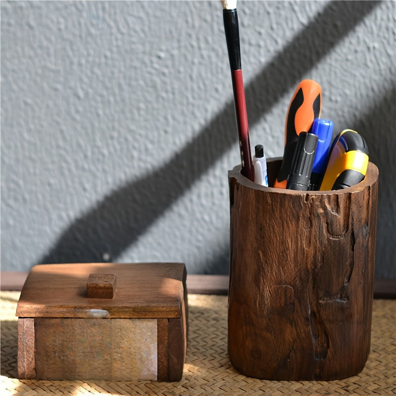 Handmade Wooden Pen Holder – Unique and Natural Look