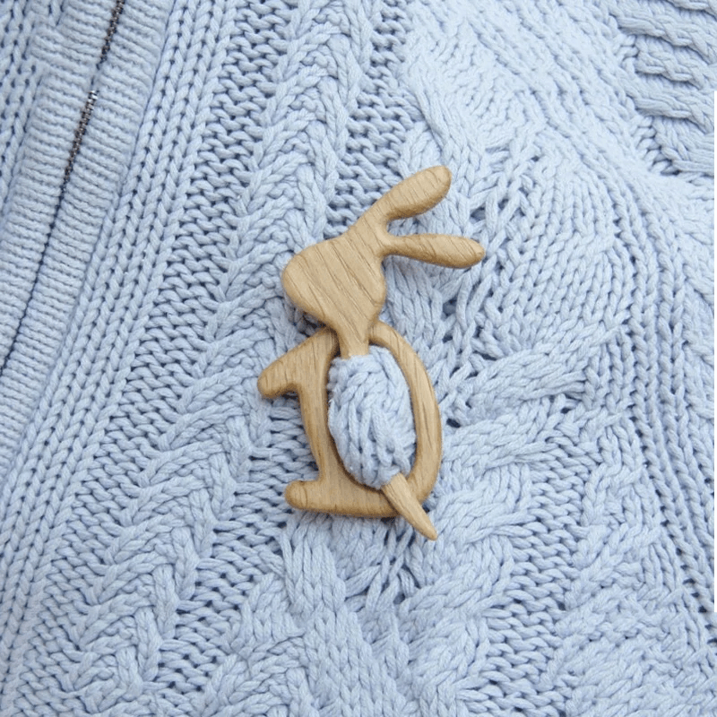 Sweet animal brooch made of wood