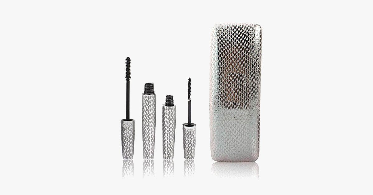 Fiber eyelashes with black mascara